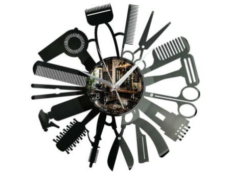 Salon Fryzjerski Zegar Ścienny Z Płyty Winylowej 30x30 Cm EVEVO W0126