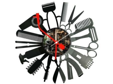 Salon Fryzjerski Zegar Ścienny Z Płyty Winylowej 30x30 Cm EVEVO W0126