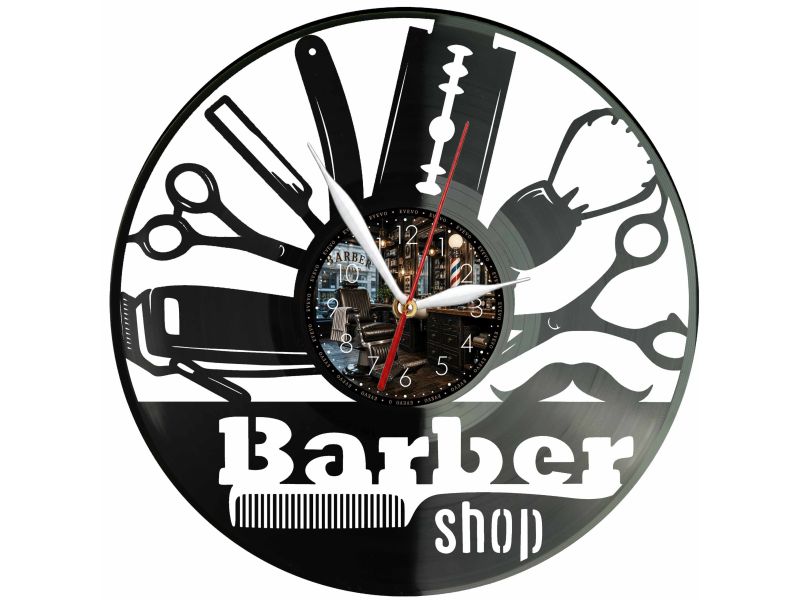 Barber Shop Zegar Ścienny Z Płyty Winylowej 30x30 Cm EVEVO W0132