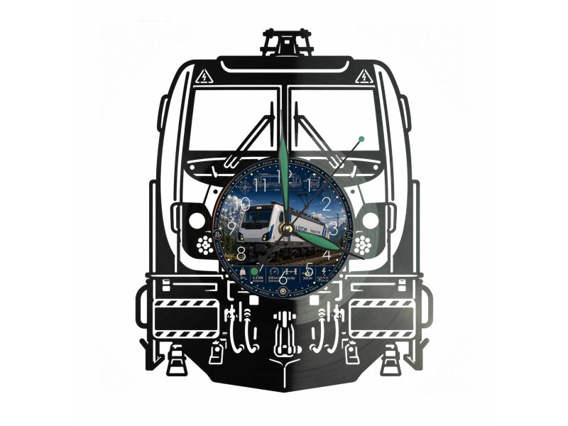 Lokomotywa Alstom TRAXX MS3 Zegar Ścienny Z Płyty Winylowej 30x30 Cm EVEVO W0138