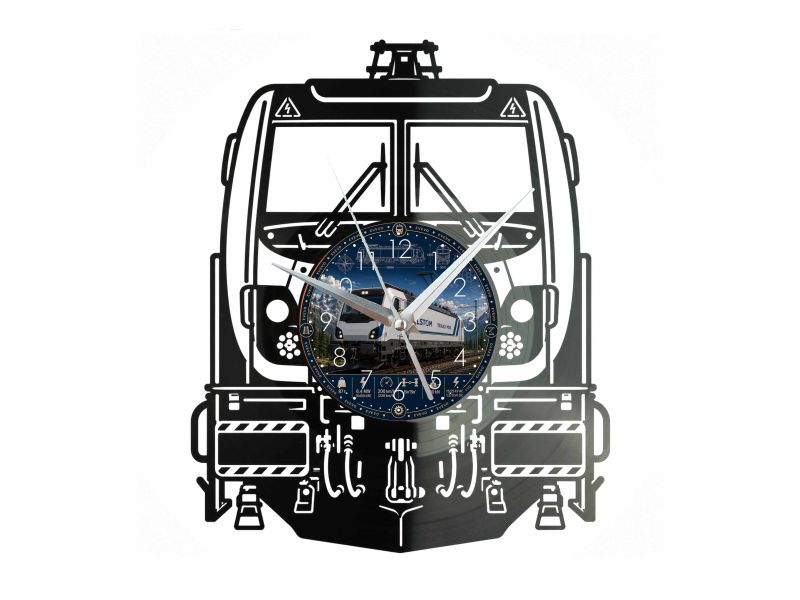Lokomotywa Alstom TRAXX MS3 Zegar Ścienny Z Płyty Winylowej 30x30 Cm EVEVO W0138