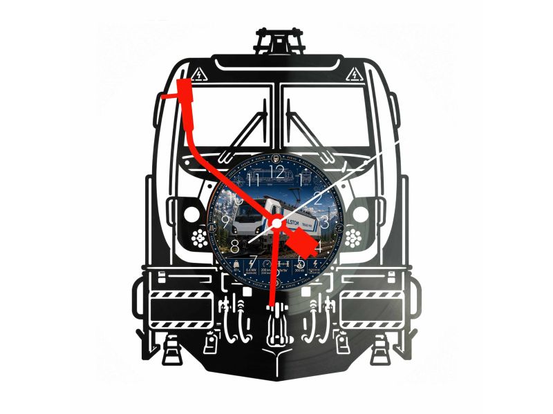 Lokomotywa Alstom TRAXX MS3 Zegar Ścienny Z Płyty Winylowej 30x30 Cm EVEVO W0138