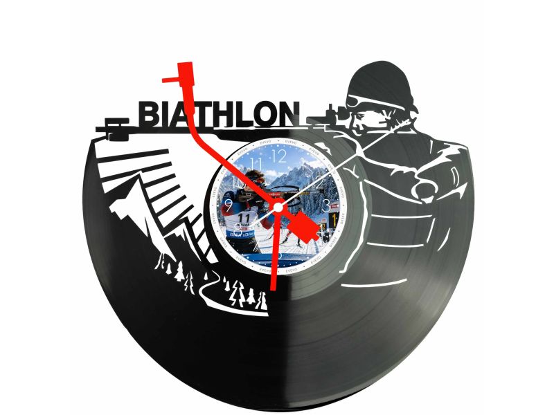 Biathlon Zegar Ścienny Z Płyty Winylowej 30x30 Cm EVEVO W0154