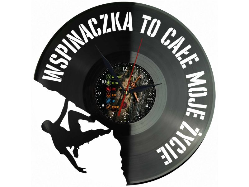 Wspinaczka Zegar Ścienny Z Płyty Winylowej 30x30 Cm EVEVO W0158