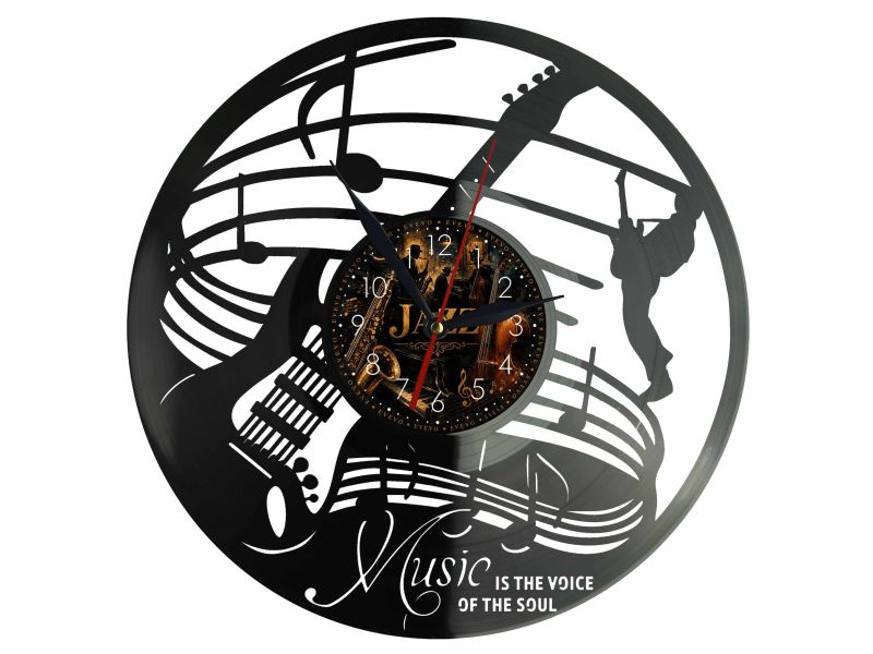 Jazz Muzyka Zegar Ścienny Z Płyty Winylowej 30x30 Cm EVEVO W0160