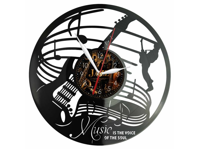 Jazz Muzyka Zegar Ścienny Z Płyty Winylowej 30x30 Cm EVEVO W0160
