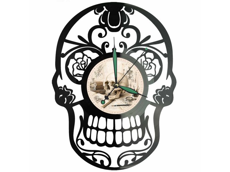 Skeleton Zegar Ścienny Z Płyty Winylowej 30x30 Cm EVEVO W0161