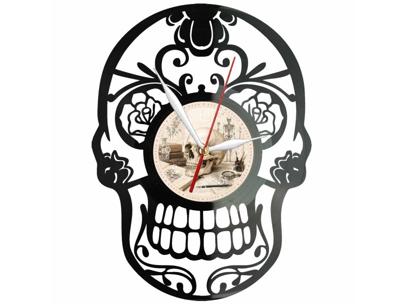 Skeleton Zegar Ścienny Z Płyty Winylowej 30x30 Cm EVEVO W0161