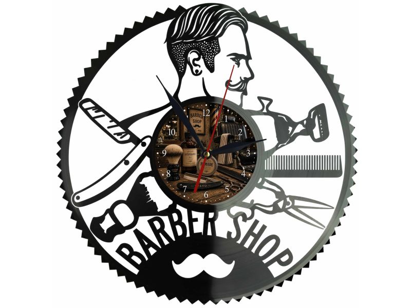 Barber Shop Zegar Ścienny Z Płyty Winylowej 30x30 Cm EVEVO W0163