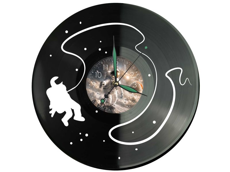 Spaceman Astronauta Zegar Ścienny Z Płyty Winylowej 30x30 Cm EVEVO W0169