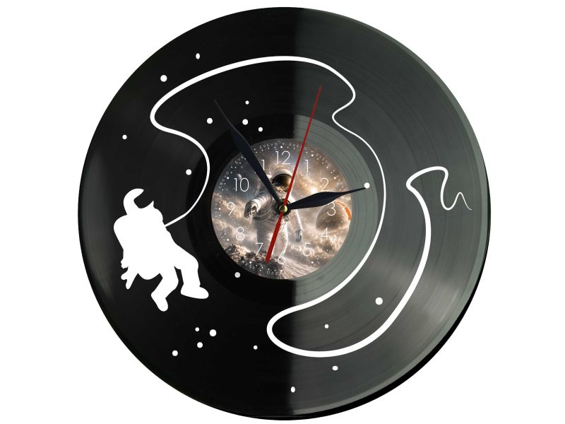 Spaceman Astronauta Zegar Ścienny Z Płyty Winylowej 30x30 Cm EVEVO W0169