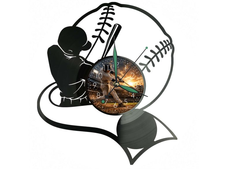 Baseball Drużyna Twoje Zdjęcie Zegar Ścienny Z Płyty Winylowej 30x30 Cm EVEVO W0171