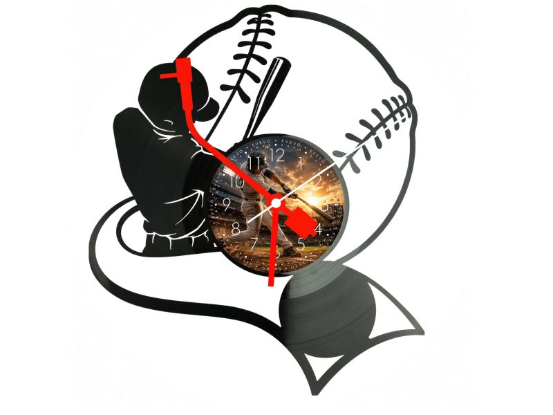 Baseball Drużyna Twoje Zdjęcie Zegar Ścienny Z Płyty Winylowej 30x30 Cm EVEVO W0171