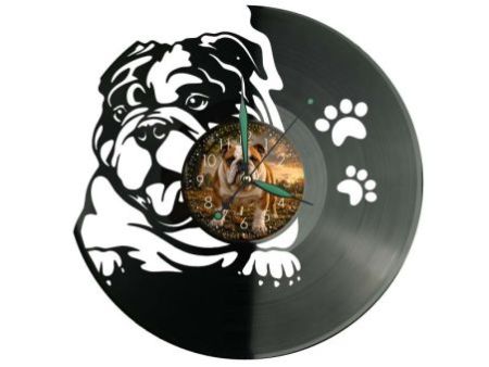 Bulldog Angielski Pies Twoje Zdjęcie Zegar Ścienny Z Płyty Winylowej 30x30 Cm EVEVO W0172
