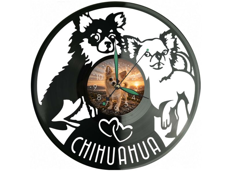 Chihuahua Pies Zegar Ścienny Z Płyty Winylowej 30x30 Cm EVEVO W0177