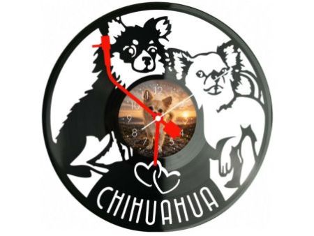 Chihuahua Pies Zegar Ścienny Z Płyty Winylowej 30x30 Cm EVEVO W0177