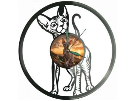 Peterbald Kot Zegar Ścienny Z Płyty Winylowej 30x30 Cm EVEVO W0180