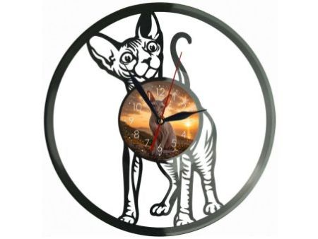Peterbald Kot Zegar Ścienny Z Płyty Winylowej 30x30 Cm EVEVO W0180
