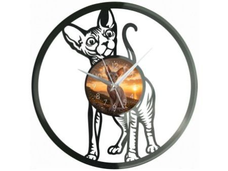 Peterbald Kot Zegar Ścienny Z Płyty Winylowej 30x30 Cm EVEVO W0180