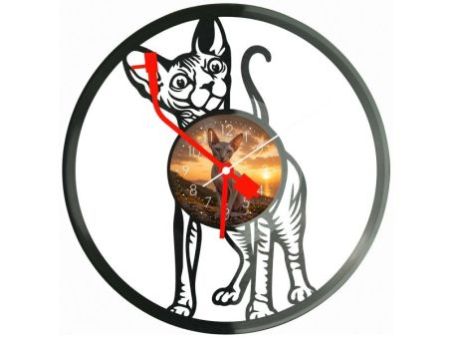 Peterbald Kot Zegar Ścienny Z Płyty Winylowej 30x30 Cm EVEVO W0180