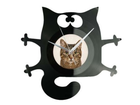 Kot Zegar Ścienny Z Płyty Winylowej 30x30 Cm EVEVO W0190