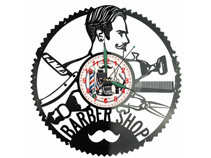 Barber Shop Zegar Ścienny Z Płyty Winylowej 30x30 Cm EVEVO W0104