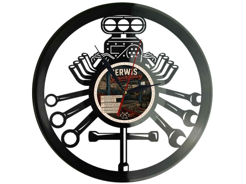 Silnik Serwis Samochodowy Zegar Ścienny Z Płyty Winylowej 30x30 Cm EVEVO W0113