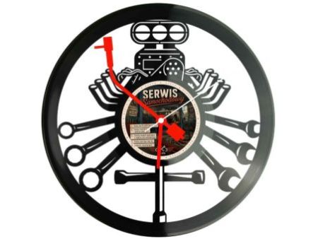 Silnik Serwis Samochodowy Zegar Ścienny Z Płyty Winylowej 30x30 Cm EVEVO W0113