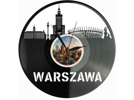 Warszawa Polska Zegar Ścienny Z Płyty Winylowej 30x30 Cm EVEVO W0114