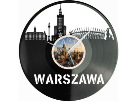 Warszawa Polska Zegar Ścienny Z Płyty Winylowej 30x30 Cm EVEVO W0114