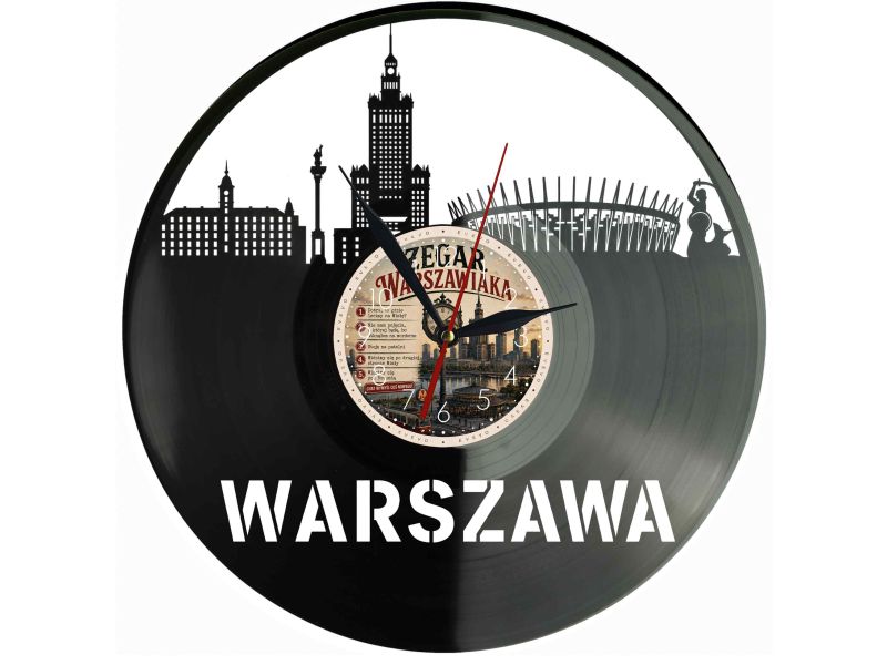 Zegar Warszawiaka Z Płyty Winylowej 30x30 Cm EVEVO W0115
