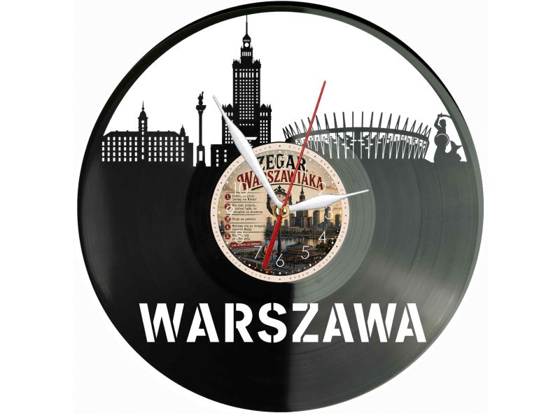 Zegar Warszawiaka Z Płyty Winylowej 30x30 Cm EVEVO W0115
