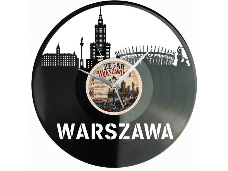 Zegar Warszawiaka Z Płyty Winylowej 30x30 Cm EVEVO W0115