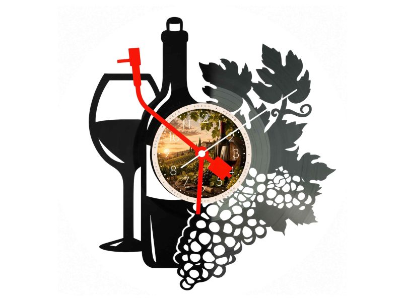 Wino Winnica Zegar Ścienny Z Płyty Winylowej 30x30 Cm EVEVO W0116