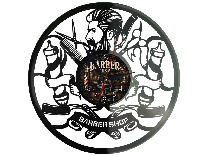 Barber Shop Zegar Ścienny Z Płyty Winylowej 30x30 Cm EVEVO W0124