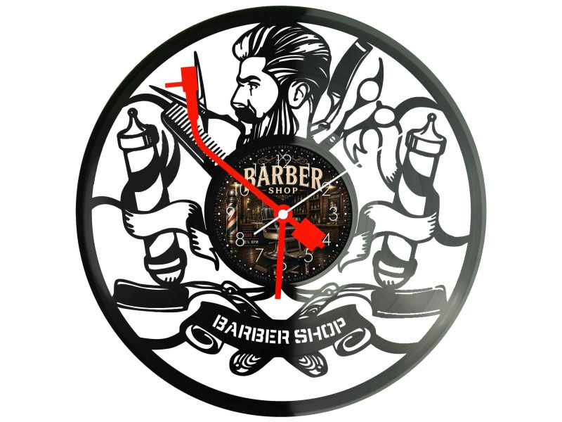 Barber Shop Zegar Ścienny Z Płyty Winylowej 30x30 Cm EVEVO W0124