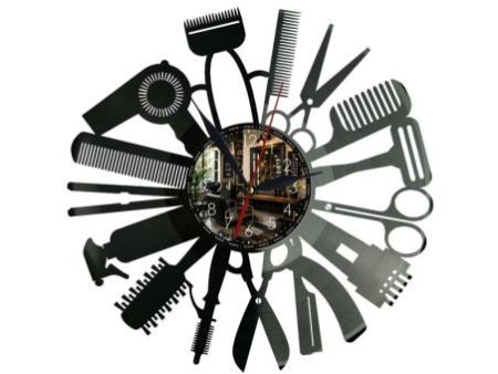 Salon Fryzjerski Zegar Ścienny Z Płyty Winylowej 30x30 Cm EVEVO W0126