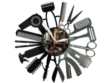 Salon Fryzjerski Zegar Ścienny Z Płyty Winylowej 30x30 Cm EVEVO W0126