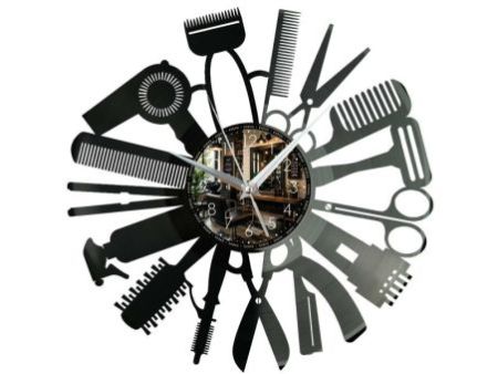 Salon Fryzjerski Zegar Ścienny Z Płyty Winylowej 30x30 Cm EVEVO W0126