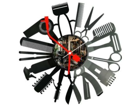 Salon Fryzjerski Zegar Ścienny Z Płyty Winylowej 30x30 Cm EVEVO W0126
