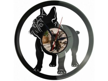 Buldog Francuski Pies Zegar Ścienny Z Płyty Winylowej 30x30 Cm EVEVO W0128