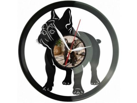 Buldog Francuski Pies Zegar Ścienny Z Płyty Winylowej 30x30 Cm EVEVO W0128