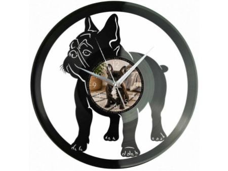 Buldog Francuski Pies Zegar Ścienny Z Płyty Winylowej 30x30 Cm EVEVO W0128