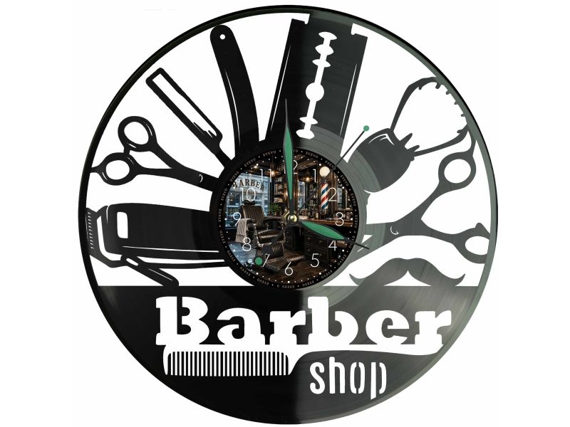Barber Shop Zegar Ścienny Z Płyty Winylowej 30x30 Cm EVEVO W0132