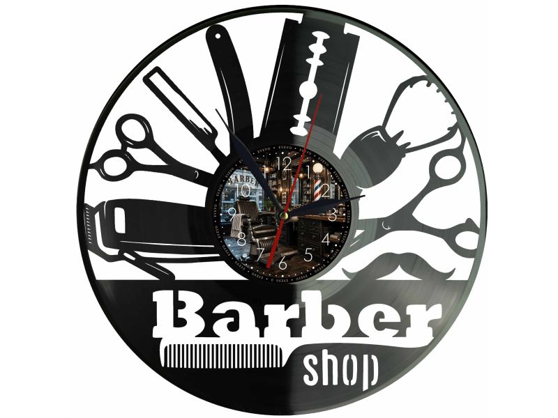Barber Shop Zegar Ścienny Z Płyty Winylowej 30x30 Cm EVEVO W0132