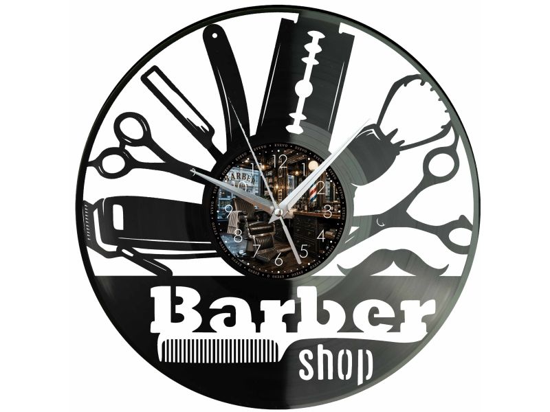 Barber Shop Zegar Ścienny Z Płyty Winylowej 30x30 Cm EVEVO W0132