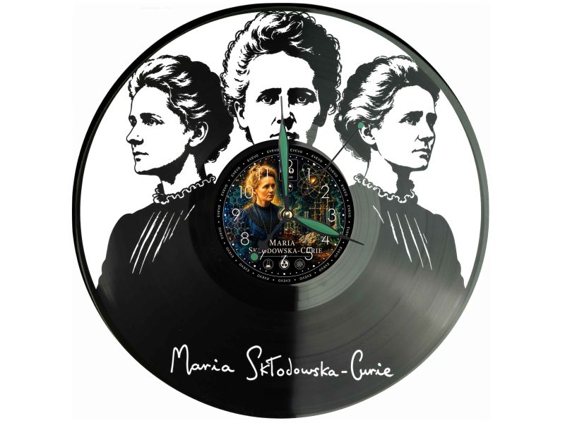Maria Skłodowska Curie Zegar Ścienny Z Płyty Winylowej 30x30 Cm EVEVO W0150