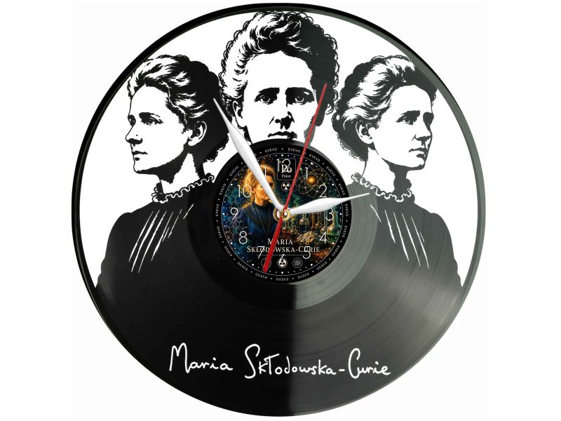 Maria Skłodowska Curie Zegar Ścienny Z Płyty Winylowej 30x30 Cm EVEVO W0150