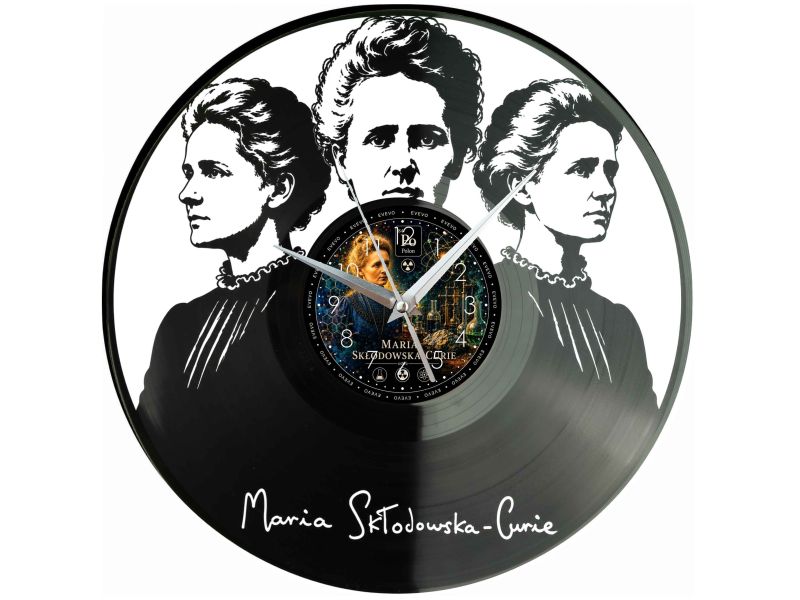 Maria Skłodowska Curie Zegar Ścienny Z Płyty Winylowej 30x30 Cm EVEVO W0150