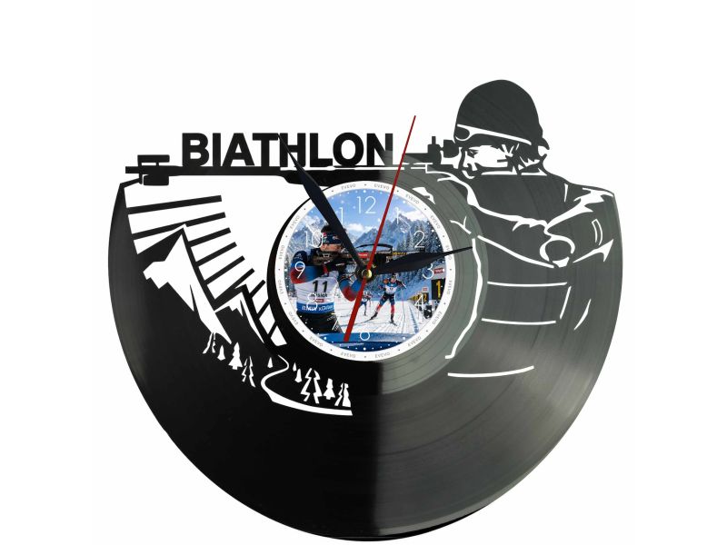 Biathlon Zegar Ścienny Z Płyty Winylowej 30x30 Cm EVEVO W0154
